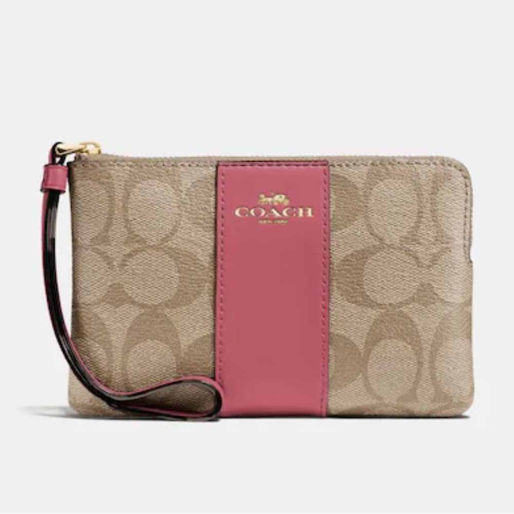 Coach Corner Zip Wristlet in Signature Canvas
